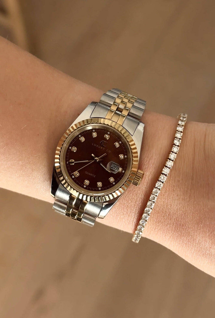 C&C LUXURY CO. - 31MM CLASSIC WATCH: GOLD & BROWN