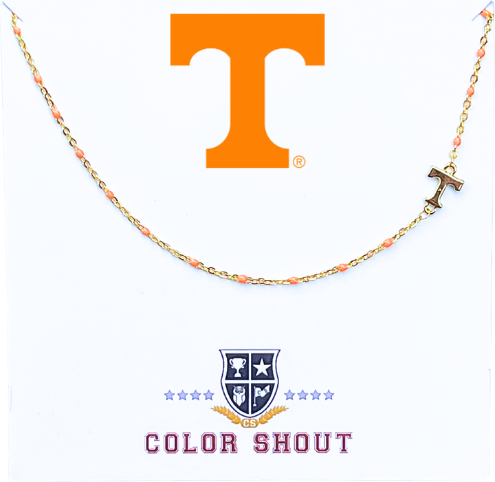 Color Shout - The College Logo Necklace: Side Set Logo on Enamel Bead Necklace: Auburn