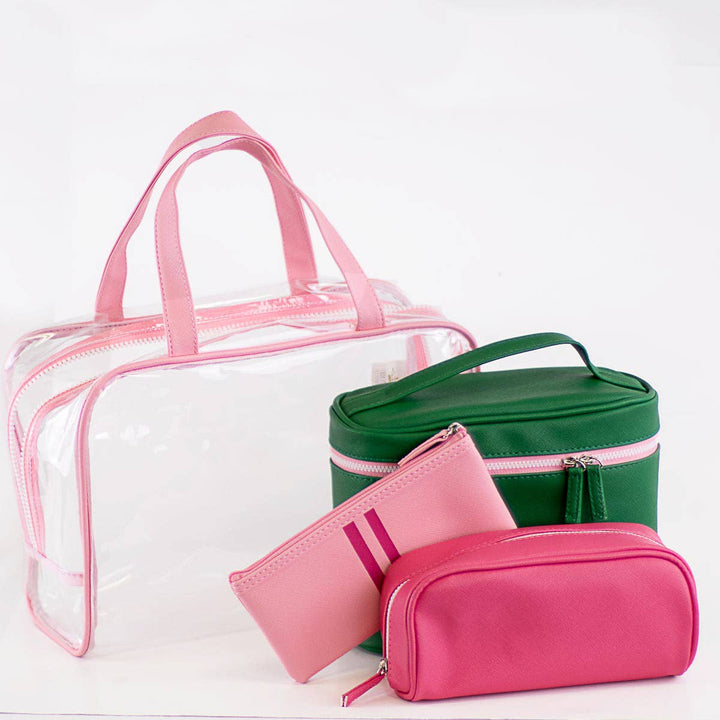 The Royal Standard - Livie Travel Gift Set   Pink/Kelly   12x8x4.5