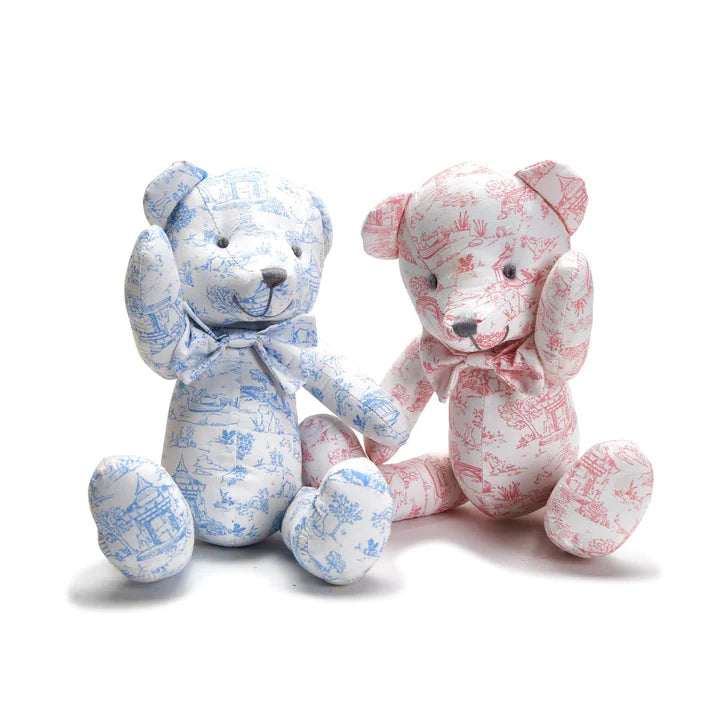 Two's Company Toile Pattern Stuffed Bear - 2 colors