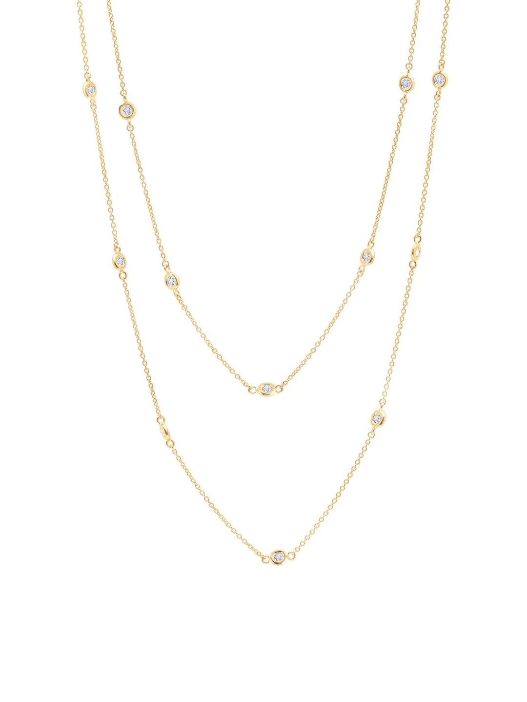 2mm 36" Station Necklace Finished in Gold