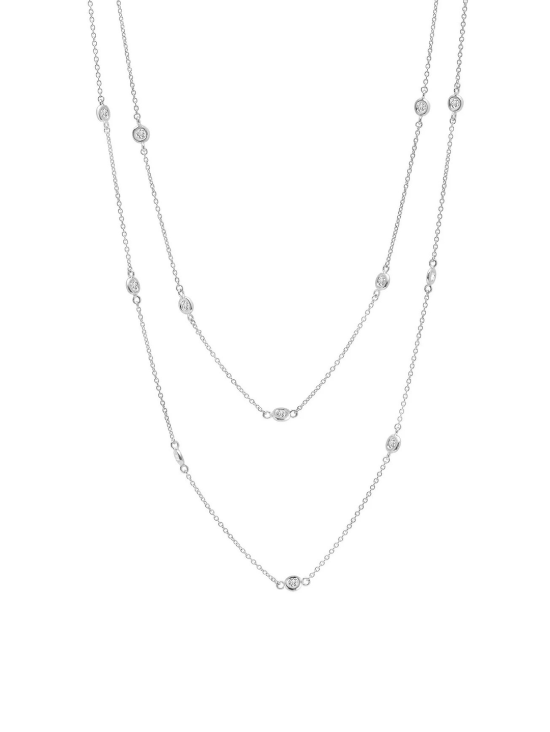 2mm 36" Station Necklace Finished in Platinum