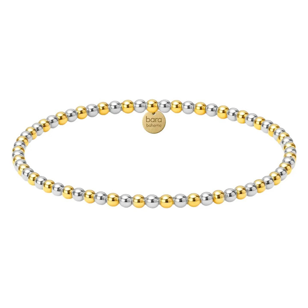 bara boheme - Classic 3MM | Gold Filled Beaded Bracelet: Sterling Silver / 6.5" Stretchy