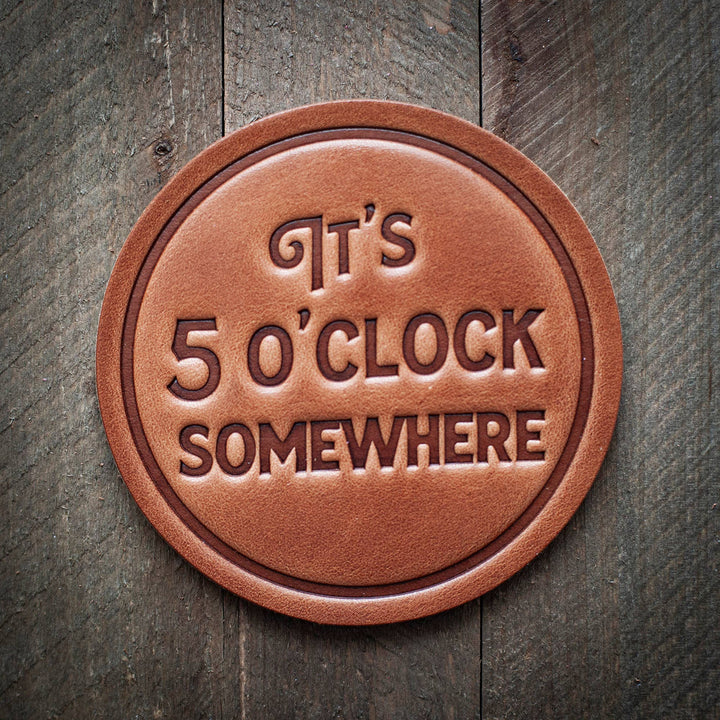 Sugarhouse Leather - It's 5 O'clock Somewhere Leather Coaster