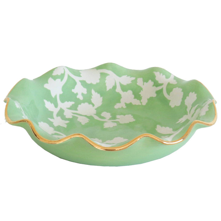 Lo Home by Lauren Haskell Designs - Chinoiserie Dreams Scalloped Bowls with 22K Gold Accent: French Blue / Large