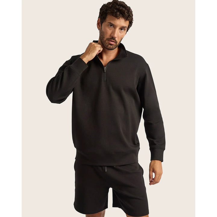 Men's Quarter Zip Sweater Black  XL