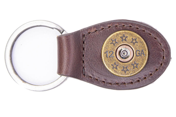 Zep-Pro - Shot Shell Oval Leather Keychain: Brown