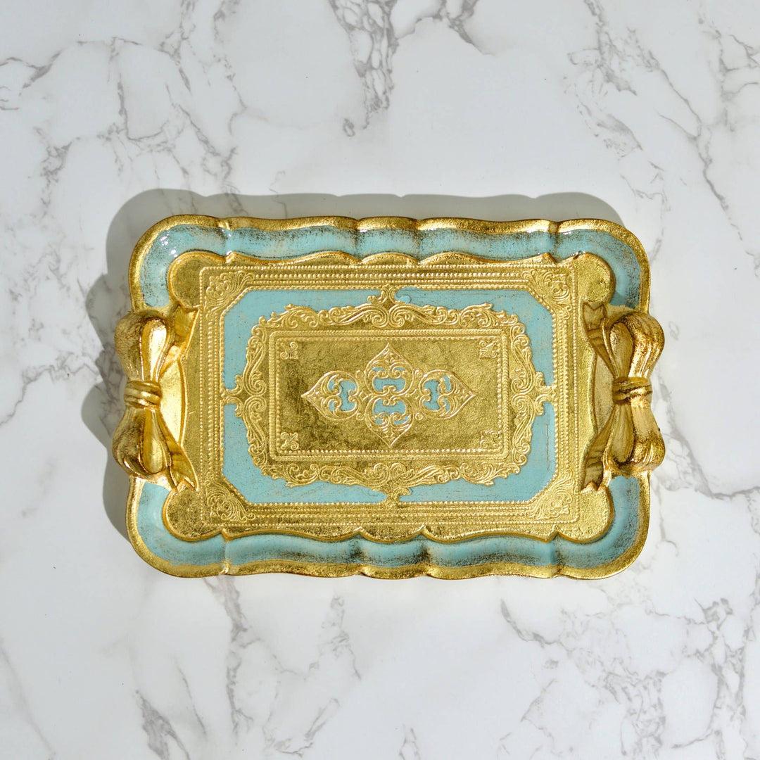 Via Graceffo - Florentine Carved Gilded Wood Mini Tray with Bow