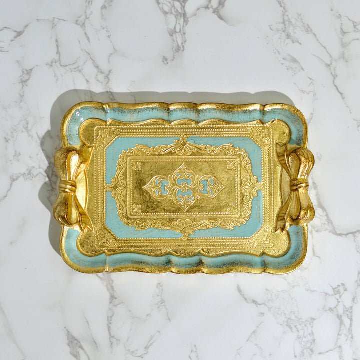 Via Graceffo - Florentine Carved Gilded Wood Mini Tray with Bow