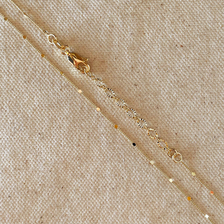 GoldFi - 18k Gold Filled 1mm Curb Chain With Pressed Details: 18 inches