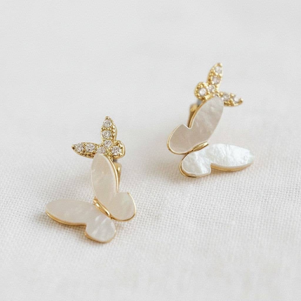 Ellemadera - Elegant Butterfly Shell Drop Earrings
