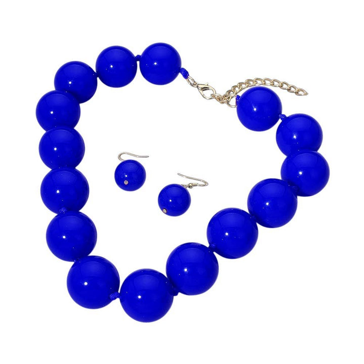 Sensibling Corp. - Chunky Ball Beaded Statement Necklace: Light Blue