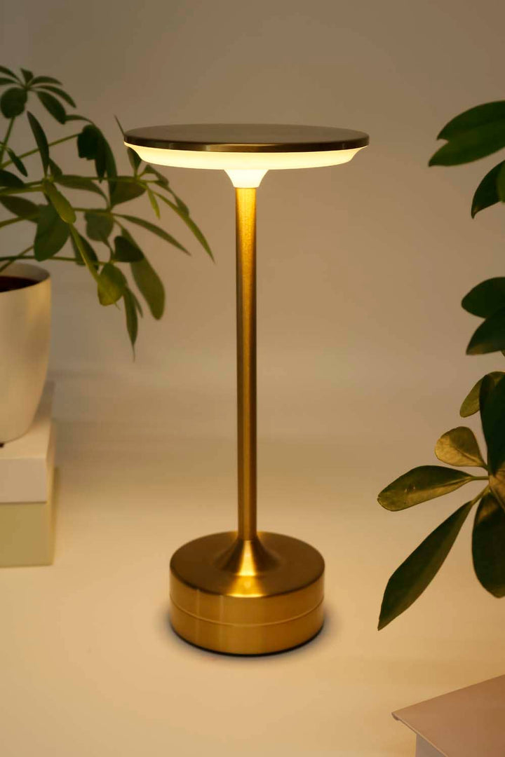 LAX Gadgets - LED Table Lamp – Touch Control, Dimmable, Rechargeable: Gold