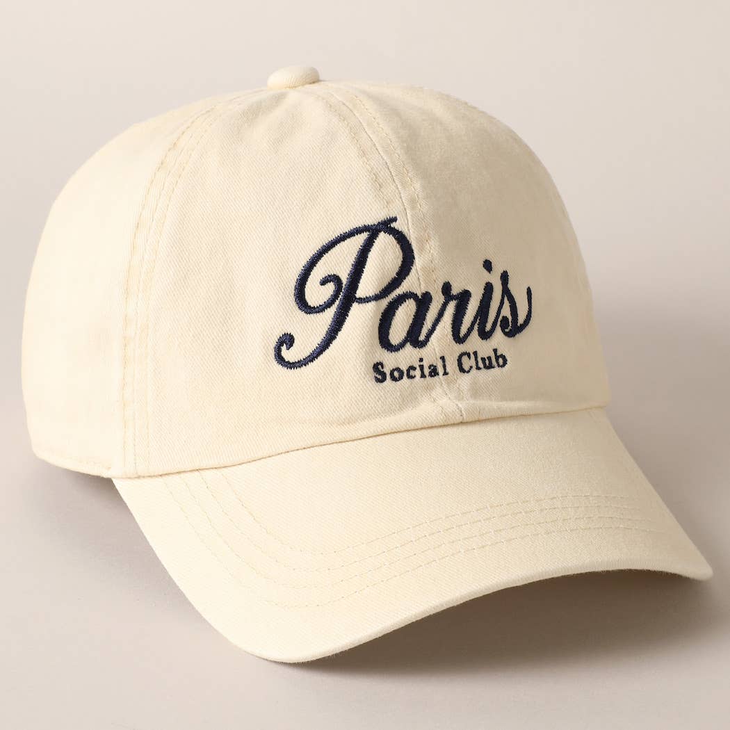 Fashion City - Paris Social Club Text Embroidery Baseball Cap: Pink / ONE SIZE