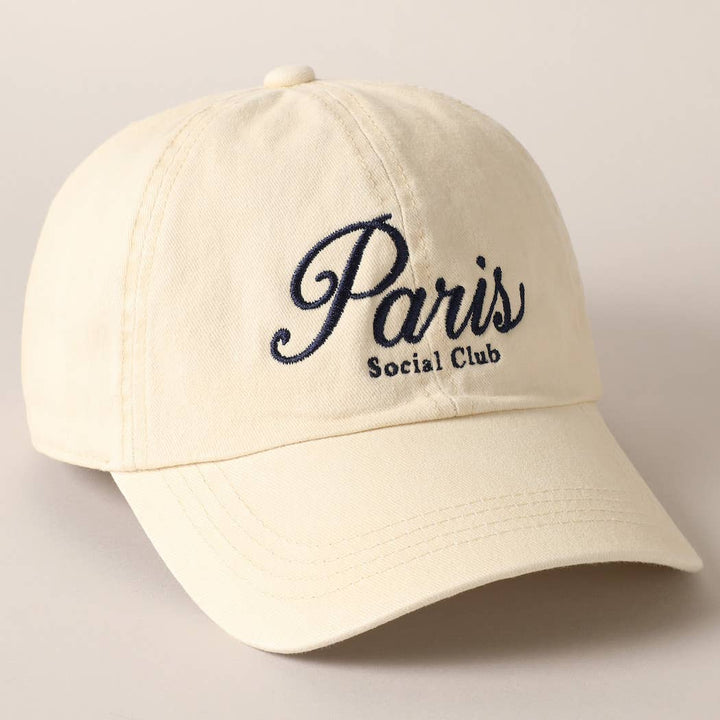 Fashion City - Paris Social Club Text Embroidery Baseball Cap: Pink / ONE SIZE