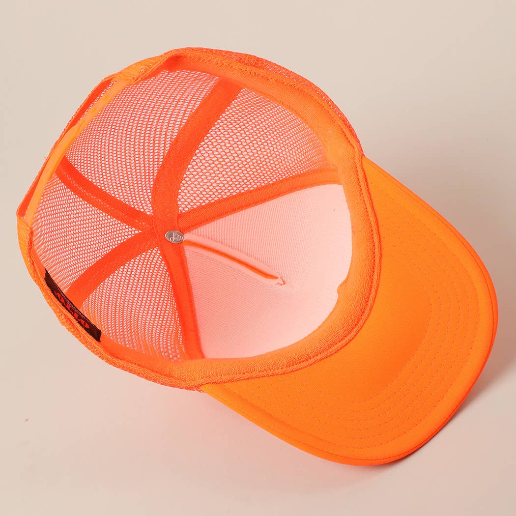Fashion City - HONEY Text Logo Printed Mesh Back Trucker Hat: White / ONE SIZE