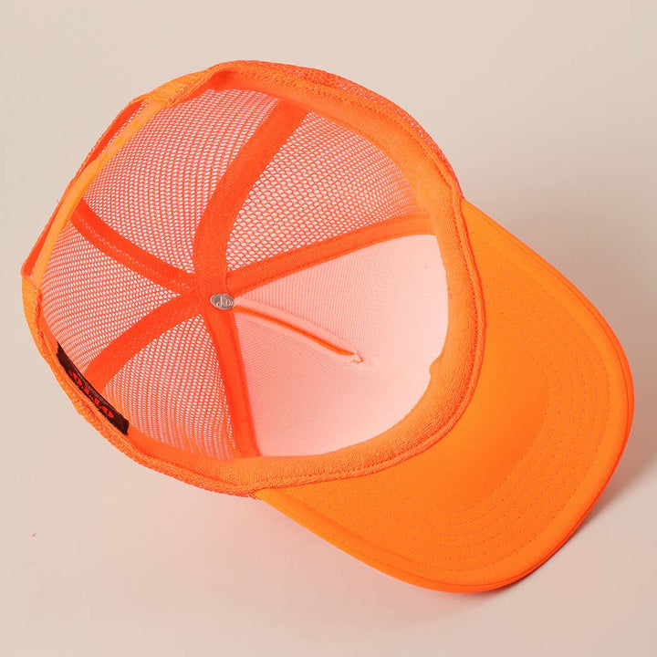 Fashion City - HONEY Text Logo Printed Mesh Back Trucker Hat: White / ONE SIZE