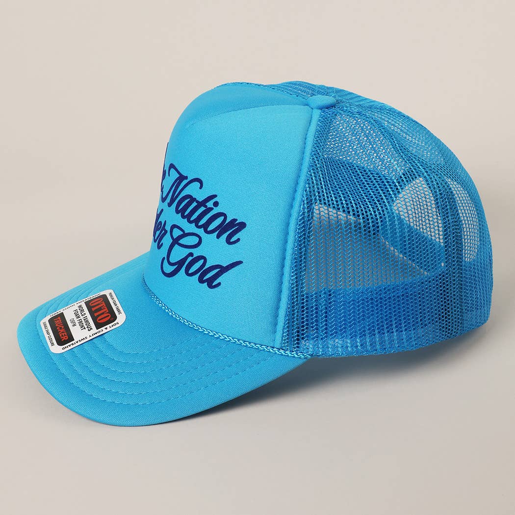 Fashion City - One Nation Under God Mesh Back Foam Trucker Hat: KELLY GREEN / One Size