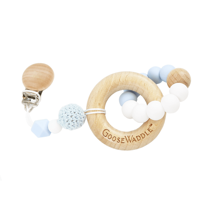 GooseWaddle + Pello - Wooden and Silicone Teether - Blue