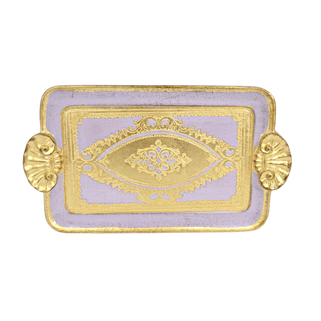 Via Graceffo - Florentine Carved Wood Rectangle Mini Tray with handles