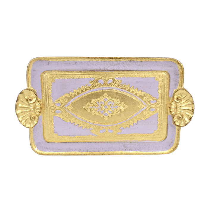 Via Graceffo - Florentine Carved Wood Rectangle Mini Tray with handles