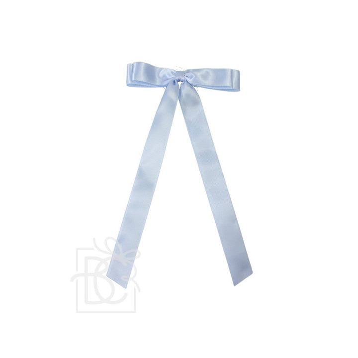 Beyond Creations, LLC - 7/8" SATIN LAYERED TAIL BOW ON ALLIGATOR CLIP: Powder Pink