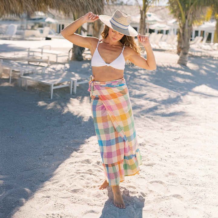 Sunshine Tienda - Rainbow Plaid Vienna Sarong: One Size