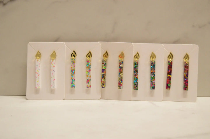 The Adorned Fox - Candle Earrings, Celebration Earrings, Birthday Earrings, Da: Pastel Confetti