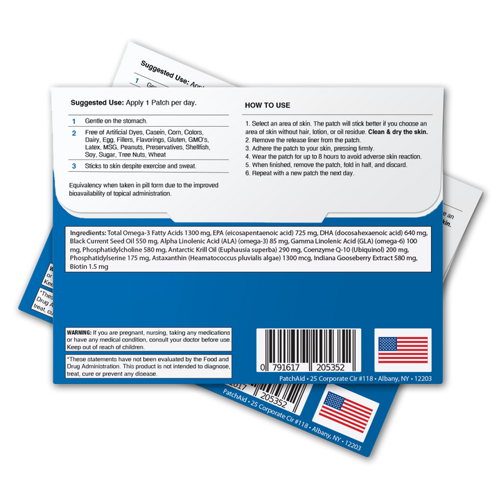 PatchAid - Omega-3 Vitamin Patch - Heart & Brain Health Support: 1-Pack