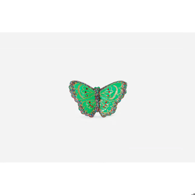 Glass Butterfly Clip-on Ornament, Green