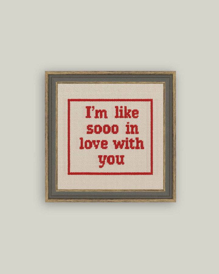 Petal Lane Home - Cross Stitch In Love Framed Antique Print: 5x5