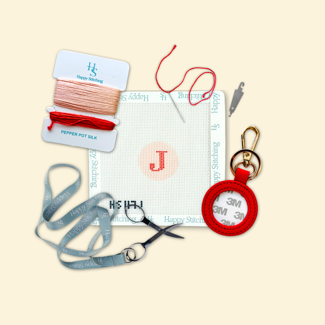 Happy Stitching - Our Initial Thought - Key Fob in Rosy Cheeks: J