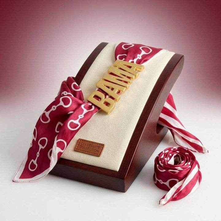 PinktownUSA - BAMA Gold Letter Charm Burgundy Scarf Bracelet: Burgundy / Gold / 50 x 4 inches