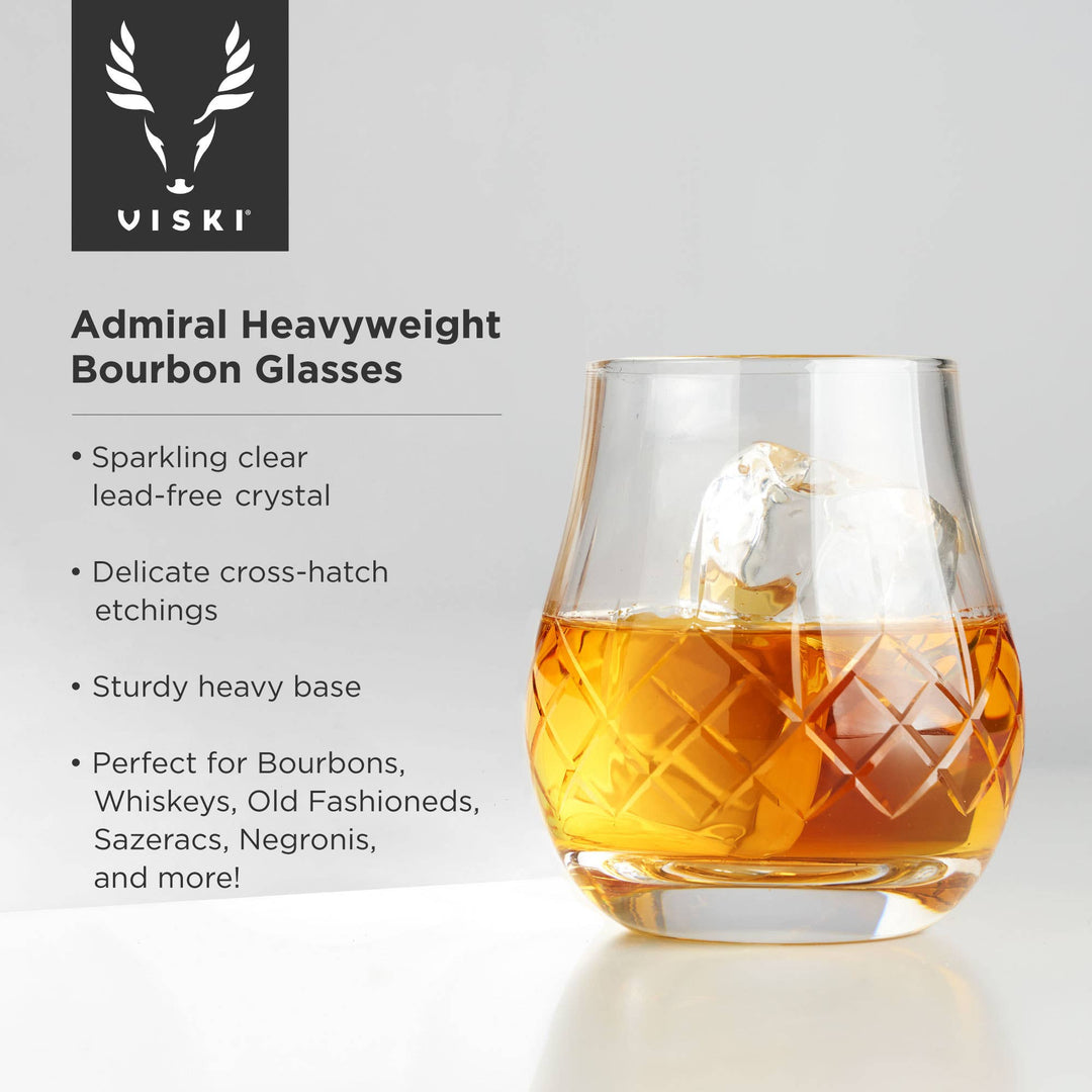 Viski - Admiral™ Crystal Heavyweight Bourbon Glasses - Set of 2
