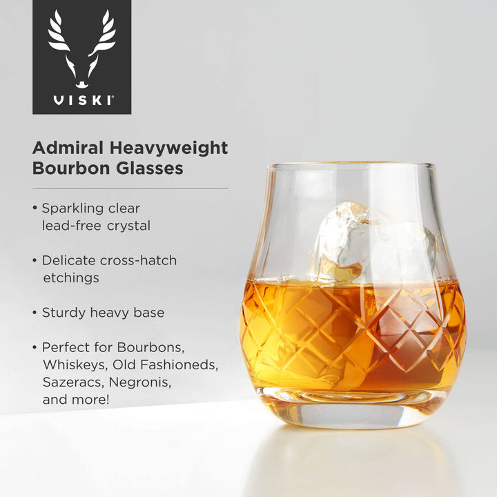 Viski - Admiral™ Crystal Heavyweight Bourbon Glasses - Set of 2