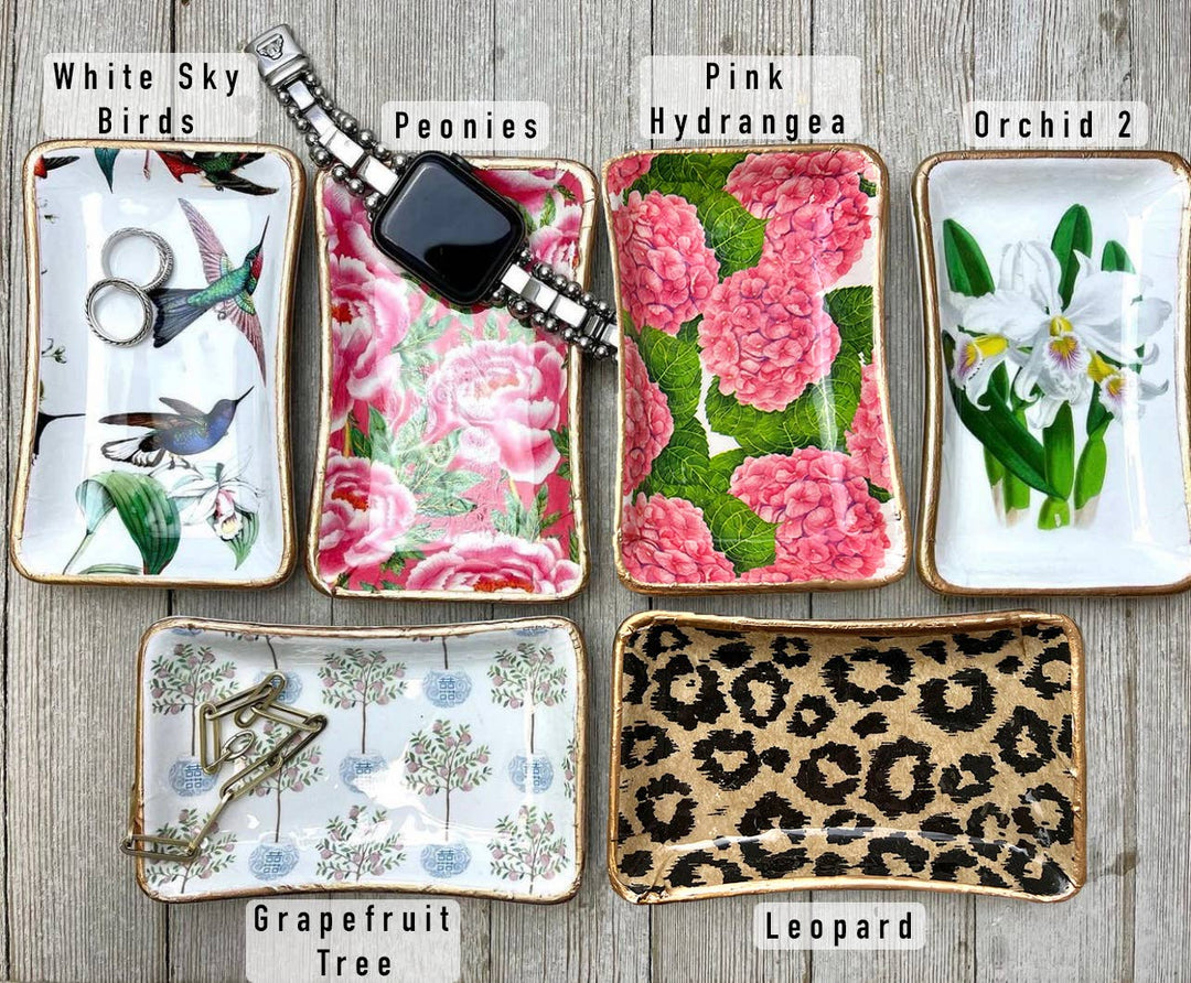 Michelle Allen Designs - Ceramic Jewelry tray- Small: Pink Leopard Pagoda
