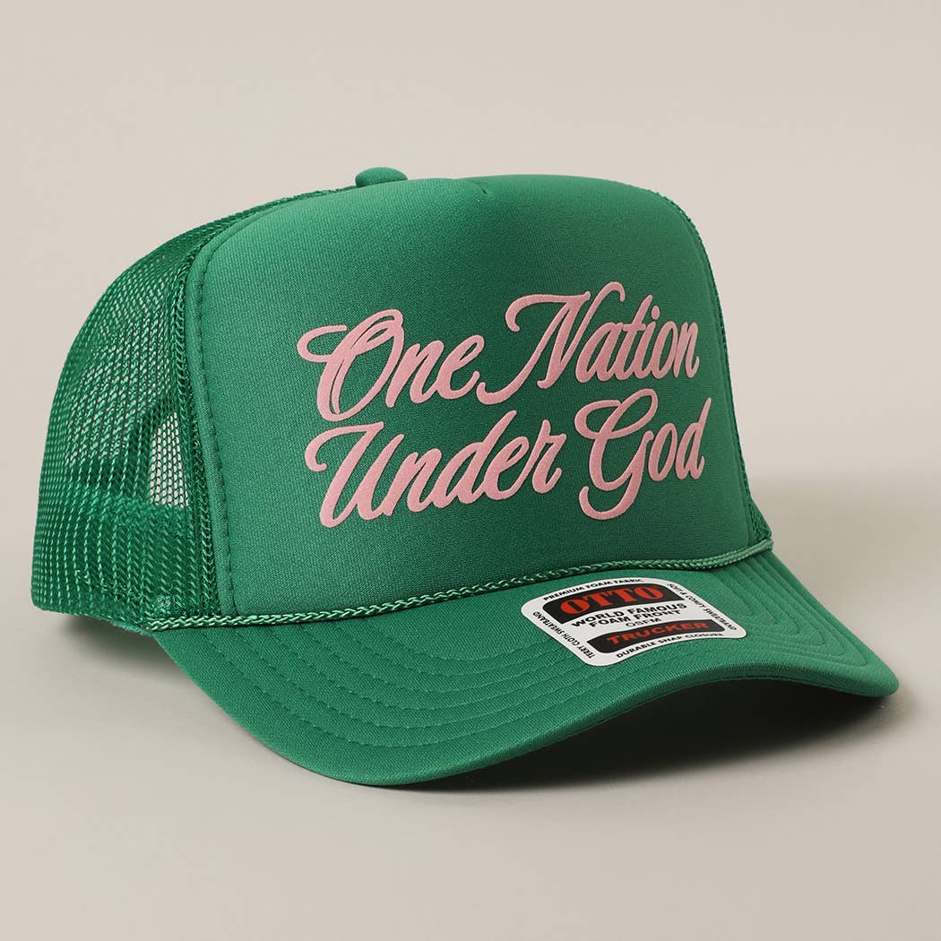 Fashion City - One Nation Under God Mesh Back Foam Trucker Hat: KELLY GREEN / One Size