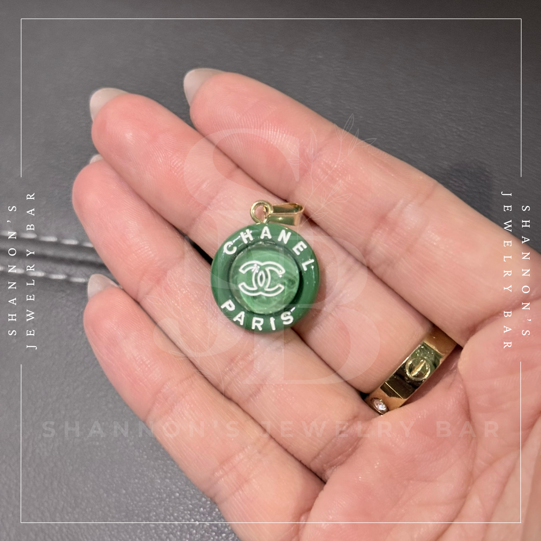 Shannon's Jewelry Bar - CHANEL Charm Zipper Pull Resin Green Round CC 18mm