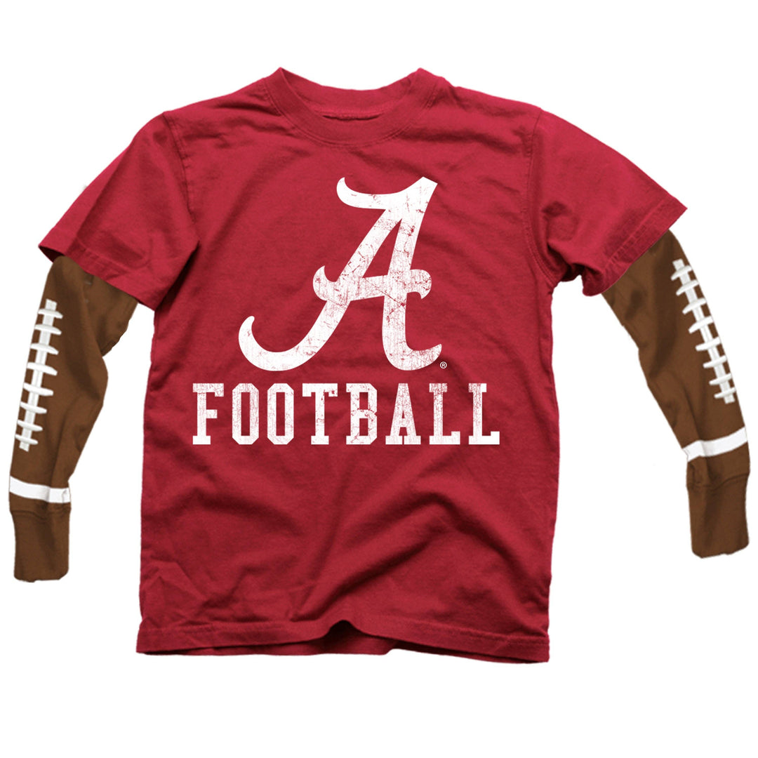 Wes and Willy - Alabama Crimson Tide Youth Boys Football Sleeve Tee: S