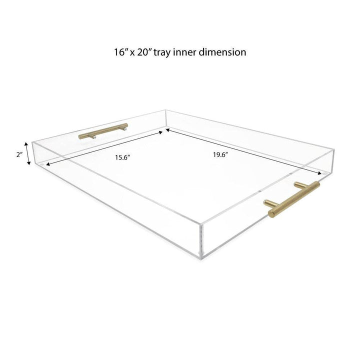 Isaac Jacobs Clear Acrylic Serving Tray with Metal Handles: Clear With Gold Handle / 11x17