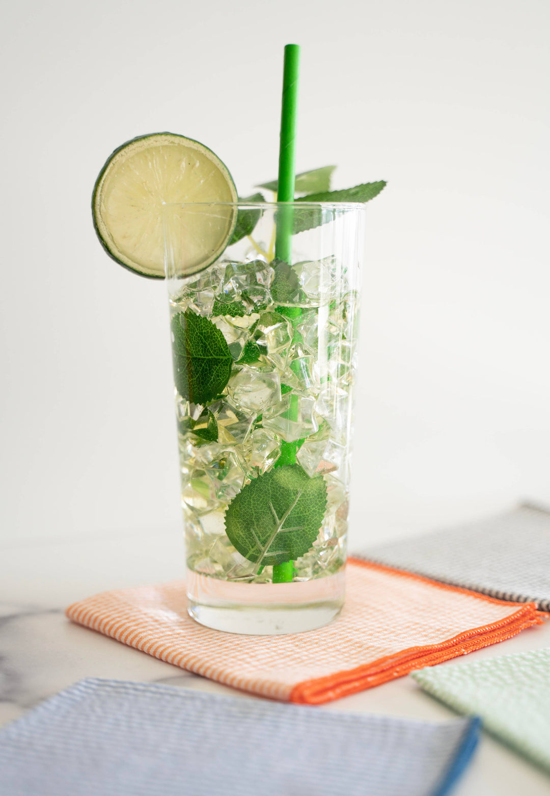 Dot and Army - Seersucker Cocktail Napkins, set of four: Navy Blue