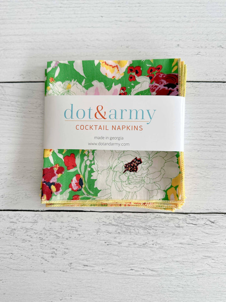 Dot and Army - Terrace Garden Cloth Napkins, set of four: Cocktail