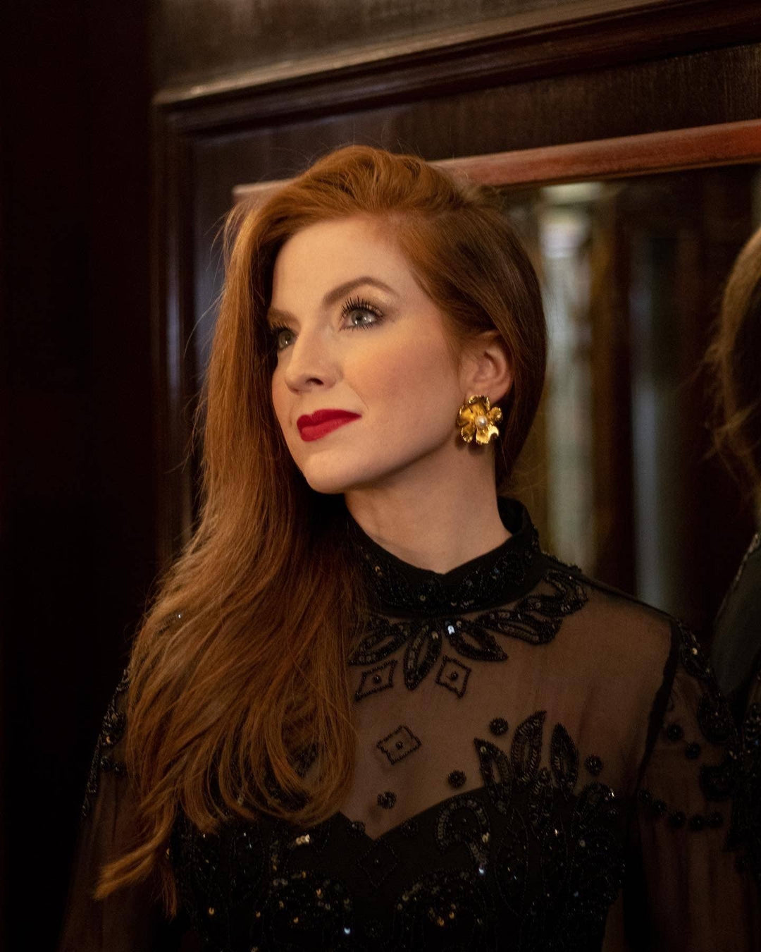 The Pink Reef - The Pink Reef small golden flower stud with pearl