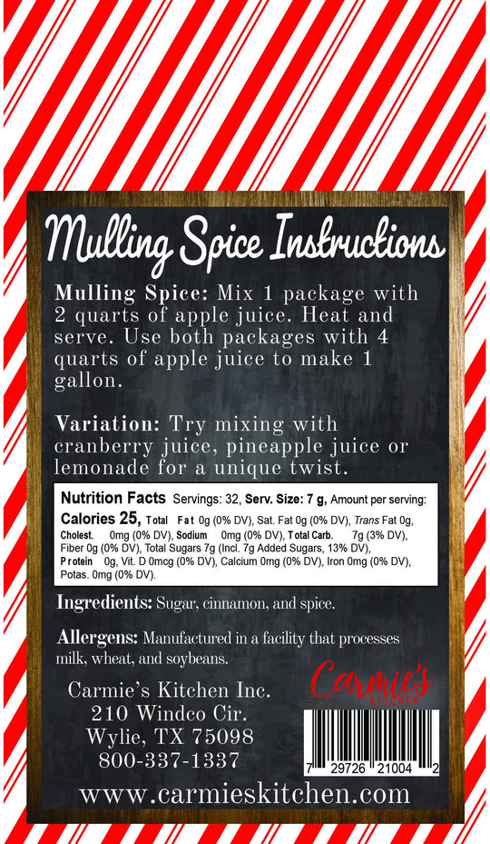Carmie's Kitchen Mulling Spice Cider Drink Mix The Oaks Apparel Co.
