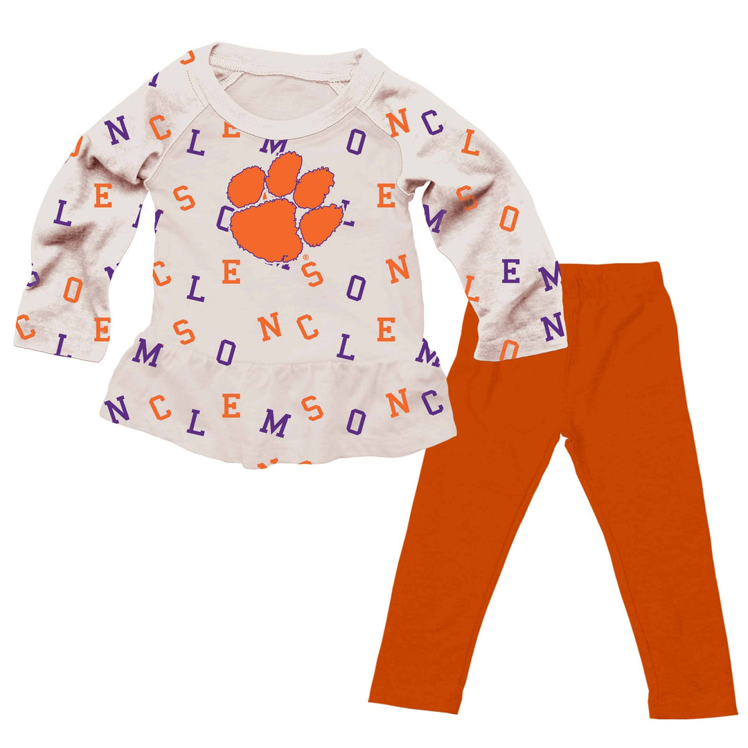 Wes and Willy - Clemson Tigers Infant Allover Team Set: 6M