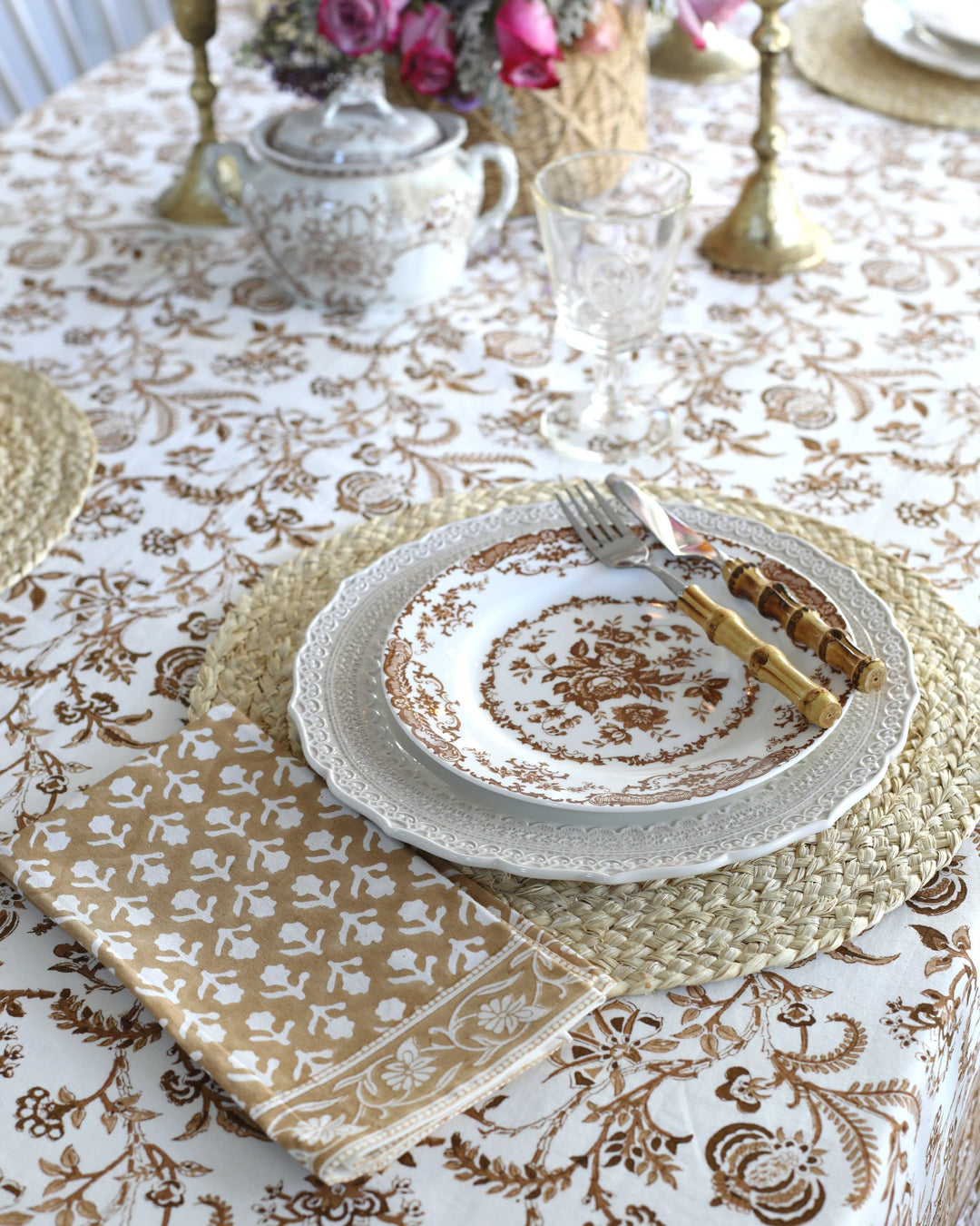 PACIFIC & ROSE TEXTILES - Tablecloth Lilibet Mocha: 60x92