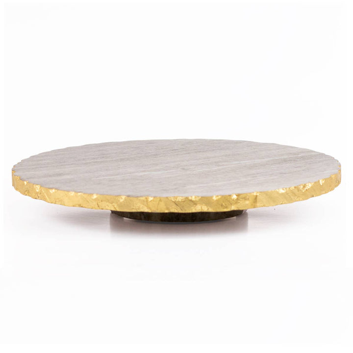 The Royal Standard - Strasbourg Marble Lazy Susan   Taupe/Gold   12x1.5x12
