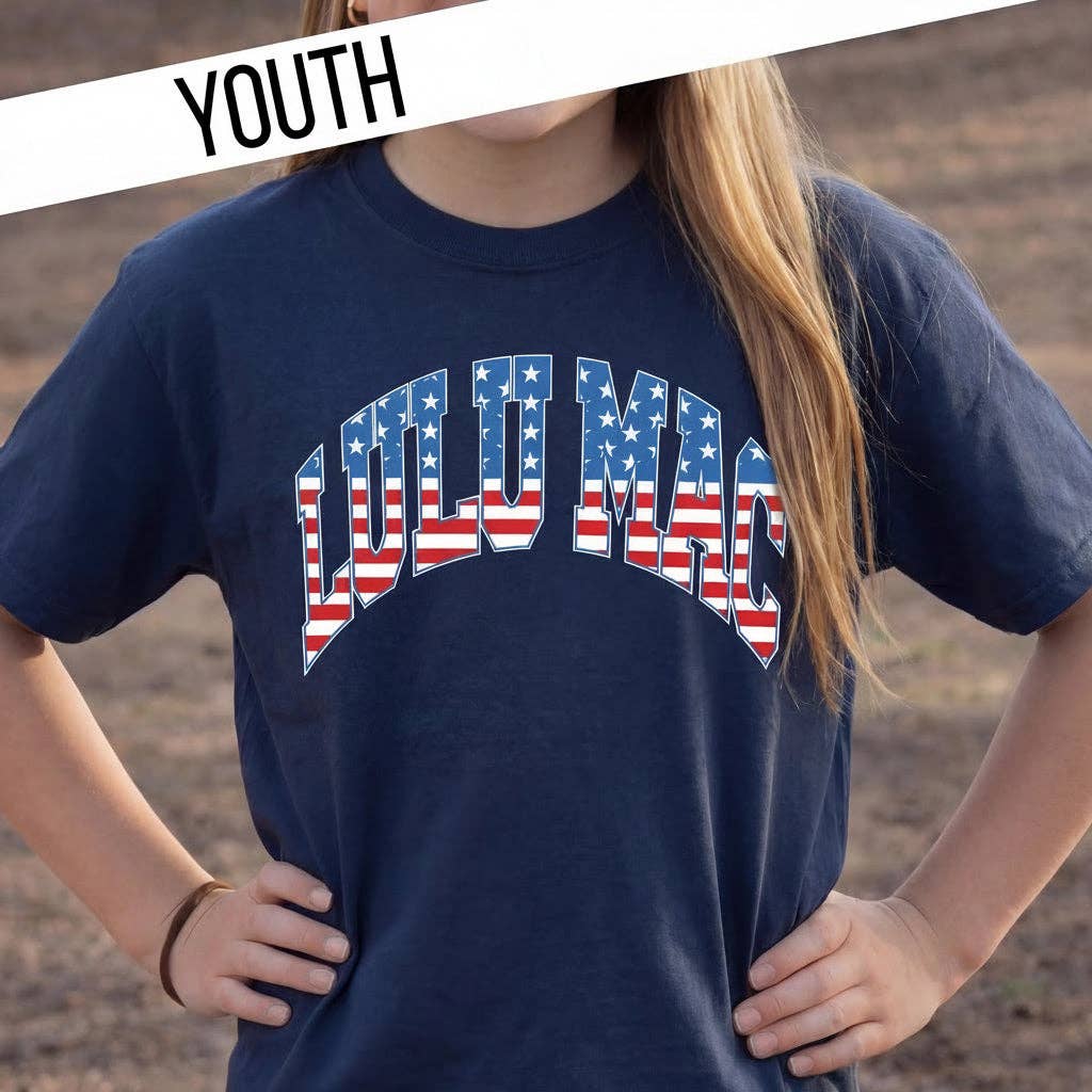 Girlie Girl Originals - KD-SS-1000 Stars & Stripes Navy Youth Comfort Colors Tee: Navy / Youth Medium