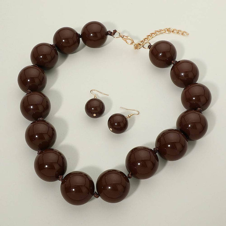 Sensibling Corp. - Chunky Ball Beaded Statement Necklace: Light Blue