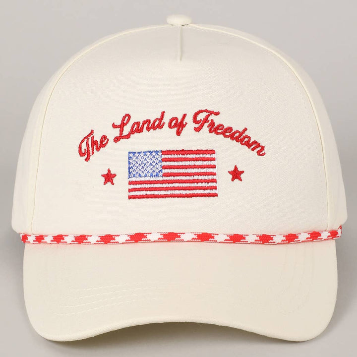 Fashion City - The Land of Freedom Flag Embroidered Trucker Hat: Red / ONE SIZE